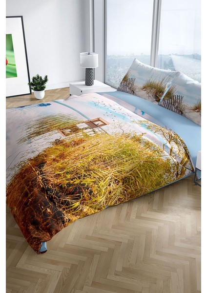 Reeds 3D Pamuk Saten Çift Kişilik Nevresim Seti Nevresim Takımı