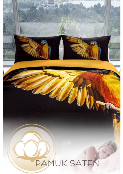 Parrot 3D Pamuk Saten Çift Kişilik Nevresim Seti Nevresim Takımı fırsatları