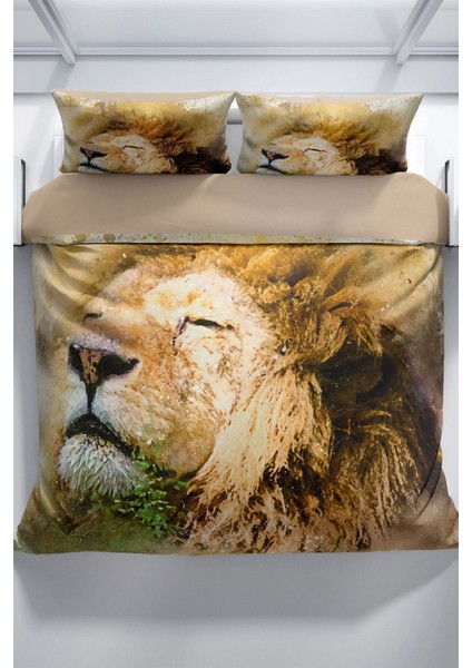 Lion 3D Pamuk Saten Çift Kişilik Nevresim Seti Nevresim Takımı modelleri