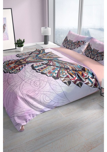 Mr. Owl 3D Pamuk Saten Çift Kişilik Nevresim Seti Nevresim Takımı