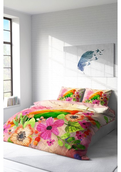 Çift Kişilik Sık Dokuma Pamuk Saten 3D Özel Tasarım Bird Nest Naturel Nevresim Takımı fiyatları