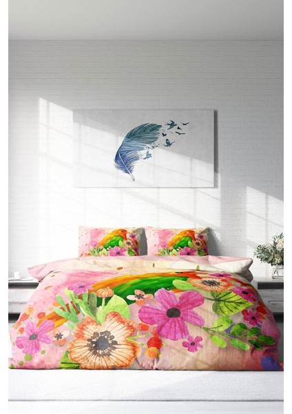 Çift Kişilik Sık Dokuma Pamuk Saten 3D Özel Tasarım Bird Nest Naturel Nevresim Takımı modelleri