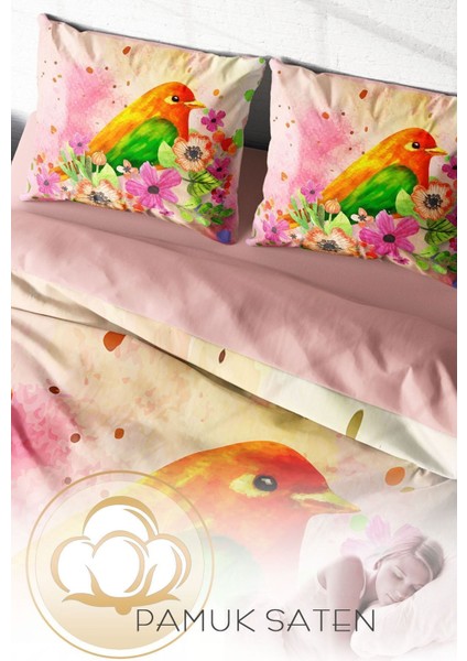 Çift Kişilik Sık Dokuma Pamuk Saten 3D Özel Tasarım Bird Nest Naturel Nevresim Takımı fırsatları