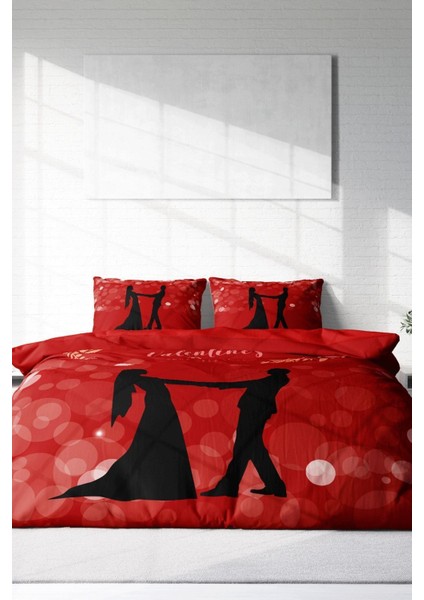 Çift Kişilik Sık Dokuma Pamuk Saten 3D Özel Tasarım Sevgililer Günü Nevresim Takımı modelleri