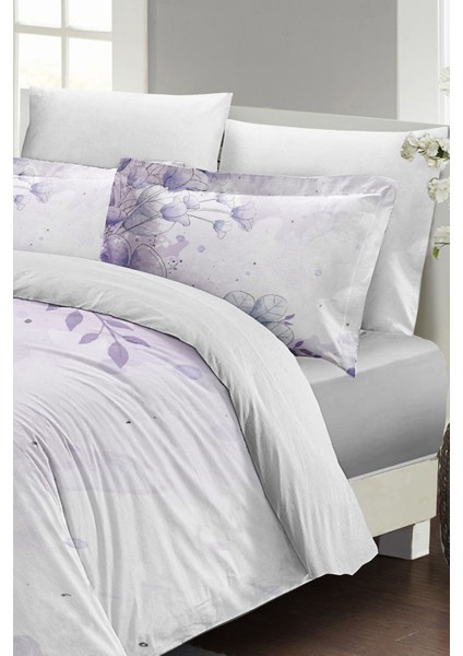 Çift Kişilik Nevresim Seti Sık Dokuma Pamuk Saten 3D Özel Tasarım Soft Lila (Çarşafsızdır) Nevresim Takımı fırsatları