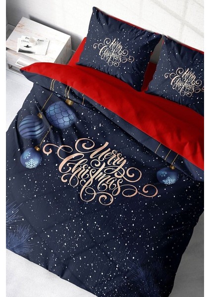 Yılbaşı Çift Kişilik Nevresim Lastikli Çarşaflı Pamuk Saten Dream Noel Nevresim Takımı