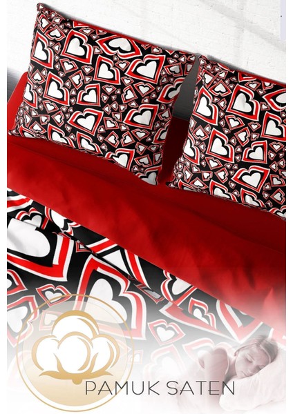 Doğal Pamuk Çift Kişilik 3D Digital Heart Lips Nevresim Takımı fırsatları