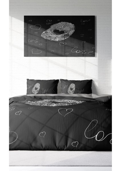 Çift Kişilik Sık Dokuma Pamuk Saten 3D Özel Tasarım Love Sign Romantik Nevresim Takımı modelleri