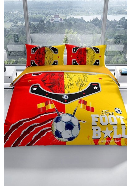 Doğal Pamuk Çift Kişilik 3D Digital Red & Yellow Nevresim Takımı fiyatları