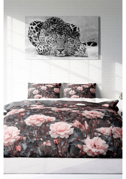 Doğal Pamuk Çift Kişilik 3D Digital Roses Garden Nevresim Takımı modelleri