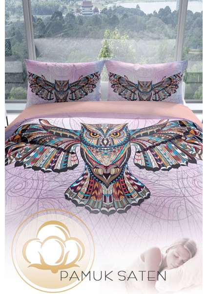 Mr. Owl 3D Pamuk Saten Çift Kişilik Nevresim Seti Nevresim Takımı fırsatları
