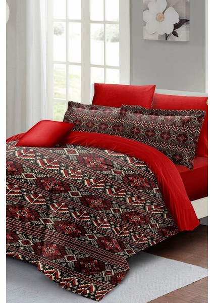 Çift Kişilik Özel Dokuma Pamuk Saten Red Old Design Nevresim Takımı fiyatları