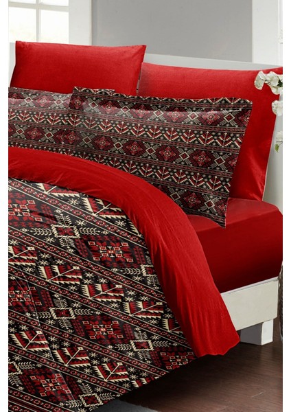 Çift Kişilik Özel Dokuma Pamuk Saten Red Old Design Nevresim Takımı modelleri