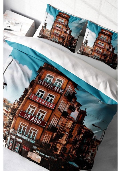 Çift Kişilik Sık Dokuma Pamuk Saten 3D Özel Tasarım Apartment Modern Nevresim Takımı