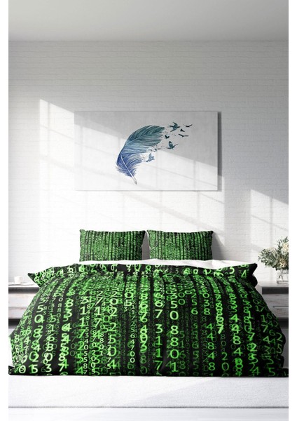 Çift Kişilik Sık Dokuma Pamuk Saten 3D Özel Tasarım The Coder Nevresim Takımı modelleri