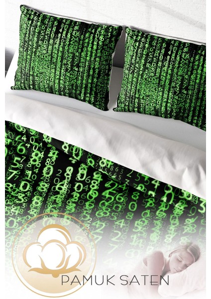 Çift Kişilik Sık Dokuma Pamuk Saten 3D Özel Tasarım The Coder Nevresim Takımı fırsatları
