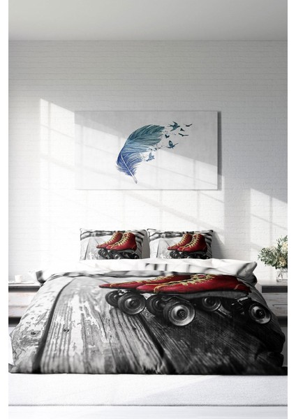 Doğal Pamuk Çift Kişilik 3D Digital Skate Nevresim Takımı modelleri