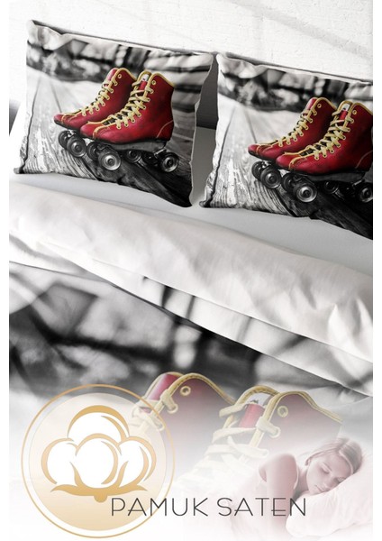 Doğal Pamuk Çift Kişilik 3D Digital Skate Nevresim Takımı fırsatları