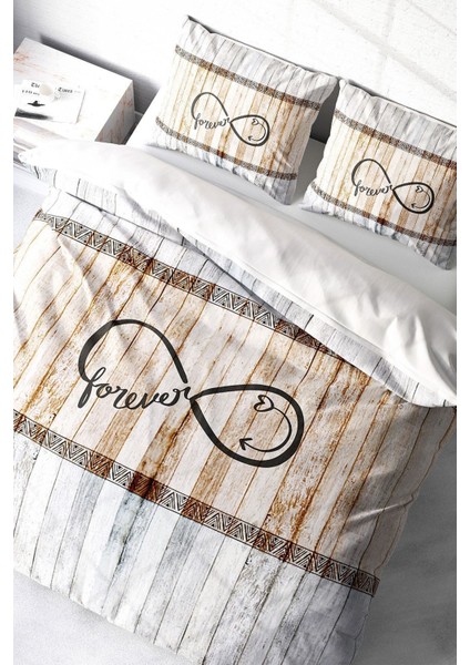 Doğal Pamuk Çift Kişilik 3D Digital Sonsuza Dek Nevresim Takımı