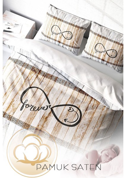 Doğal Pamuk Çift Kişilik 3D Digital Sonsuza Dek Nevresim Takımı fırsatları