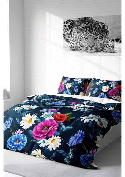 Doğal Pamuk Çift Kişilik 3D Digital Renkli Çiçekler Nevresim Takımı fiyatları