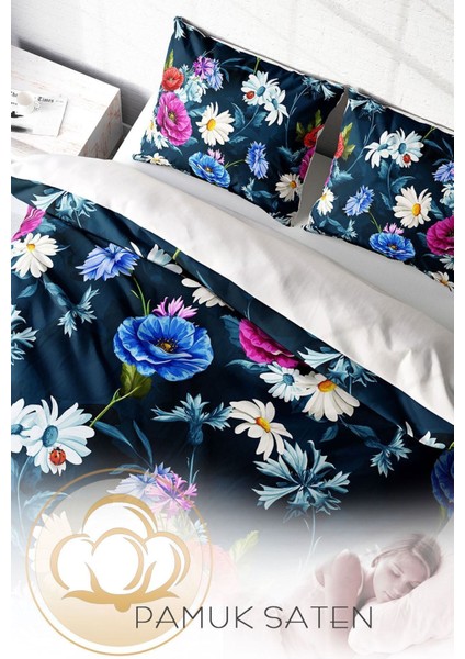 Doğal Pamuk Çift Kişilik 3D Digital Renkli Çiçekler Nevresim Takımı fırsatları