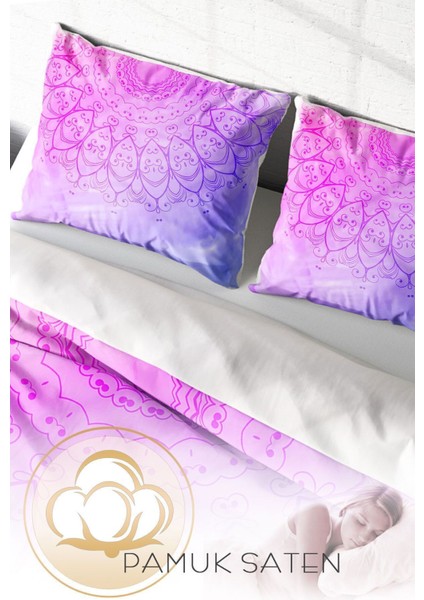 Çift Kişilik Lastikli Çarşaflı Pamuk Saten Violet Damask Nevresim Takımı fırsatları