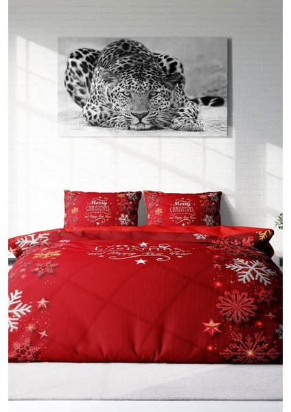 Yılbaşı (Lastikli Çarşaflı) Çift Kişilik Pamuk Sate Snowflake Nevresim Takımı modelleri