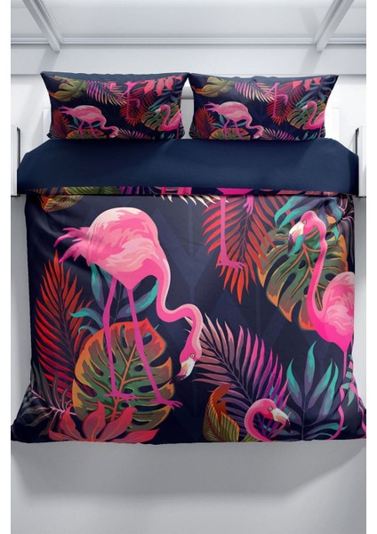 Flamingo I 3D Pamuk Saten Çift Kişilik Nevresim Seti Nevresim Takımı modelleri