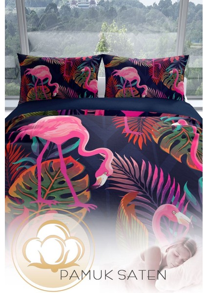 Flamingo I 3D Pamuk Saten Çift Kişilik Nevresim Seti Nevresim Takımı fırsatları