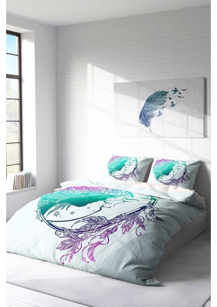 Çift Kişilik Sık Dokuma Pamuk Saten 3D Özel Tasarım Moon Romantik Nevresim Takımı fiyatları