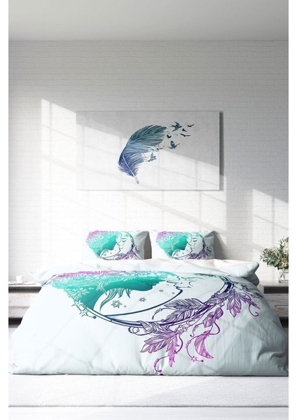 Çift Kişilik Sık Dokuma Pamuk Saten 3D Özel Tasarım Moon Romantik Nevresim Takımı modelleri