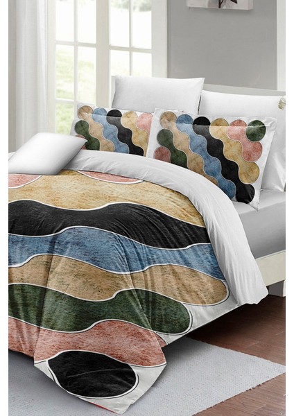 Çift Kişilik Sık Dokuma Pamuk Saten 3D Özel Tasarım Row Colors Nevresim Takımı modelleri