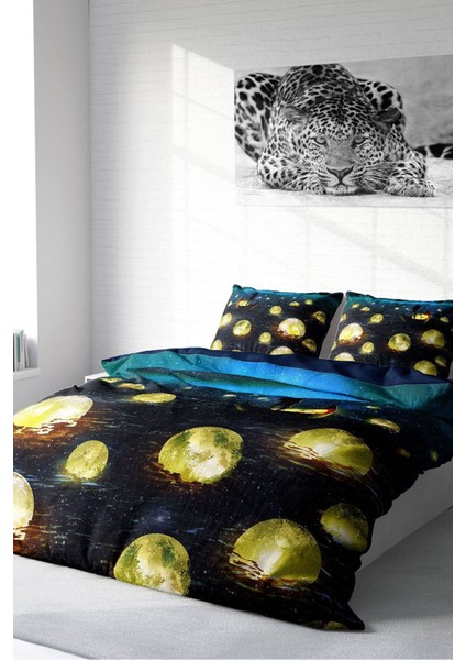 Doğal Pamuk Çift Kişilik 3D Digital Moon River Nevresim Takımı fiyatları