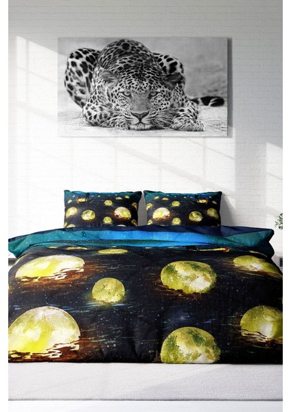 Doğal Pamuk Çift Kişilik 3D Digital Moon River Nevresim Takımı modelleri