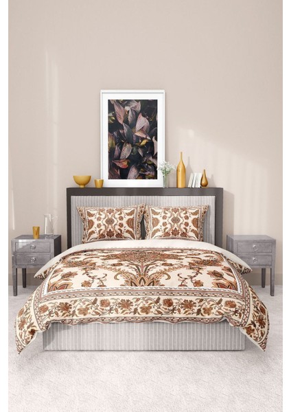 Pamuk Saten Lastikli Çarşaf Deluxe Çift Kişilik 3D Damask Nevresim Takımı indirimleri