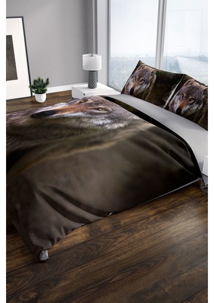 Wolfeyes 3D Pamuk Saten Çift Kişilik Nevresim Seti Nevresim Takımı