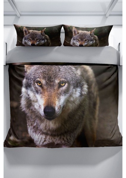Wolfeyes 3D Pamuk Saten Çift Kişilik Nevresim Seti Nevresim Takımı modelleri