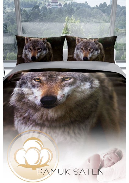 Wolfeyes 3D Pamuk Saten Çift Kişilik Nevresim Seti Nevresim Takımı fırsatları