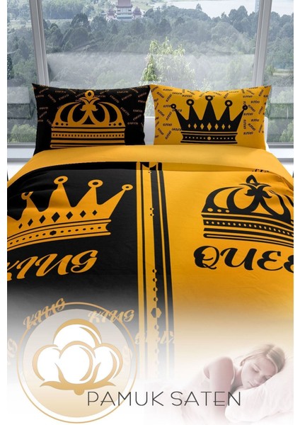 King-Queen 3D Pamuk Saten Çift Kişilik Nevresim Takımı fırsatları