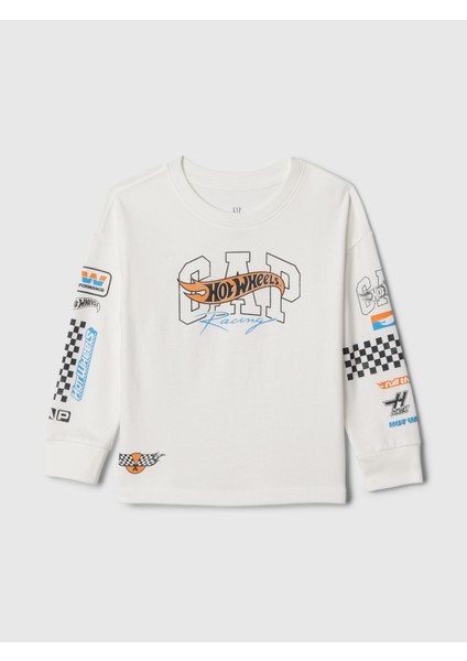 Erkek Bebek Kırık Beyaz Hot Wheels Grafikli T-Shirt