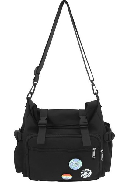 Basit Ve Çok Yönlü Moda Askılı Çanta, Üniversite Öğrencisi Omuz Çantası, Sokak Trendi Çapraz Çanta, Büyük Kapasiteli Rozet Aksesuarları (Yurt Dışından)