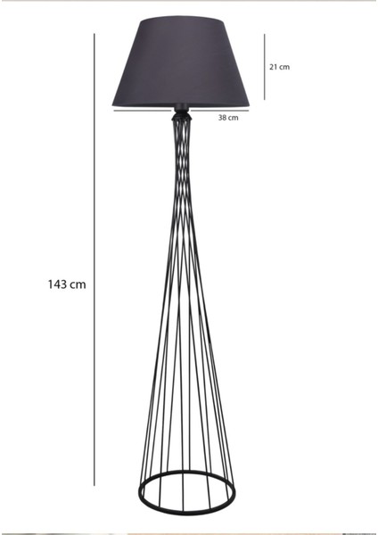 Dora Antrasit Konik Başlıklı Lüx Metal Lambader