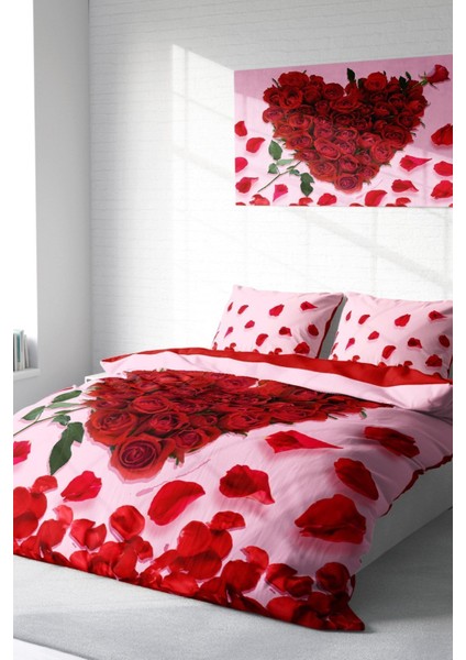 Çift Kişilik Sık Dokuma Pamuk Saten 3D Özel Tasarım Sevgililer Günü Nevresim Takımı modelleri