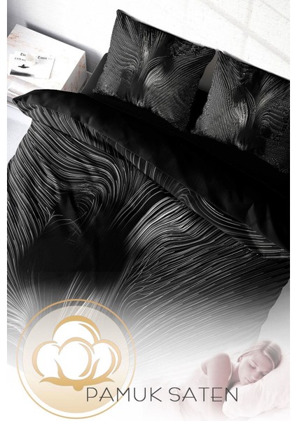Doğal Pamuk Çift Kişilik 3D Digital Gray Motion Nevresim Takımı fırsatları