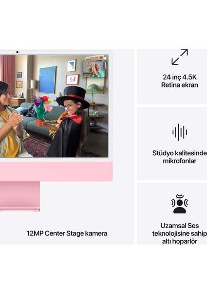 iMac M4 Çip 16GB 512GB SSD macOS 24" All In One Bilgisayar MWV53TU/A Pembe indirimleri