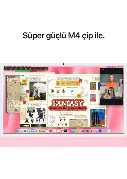 iMac M4 Çip 16GB 512GB SSD macOS 24" All In One Bilgisayar MWV53TU/A Pembe