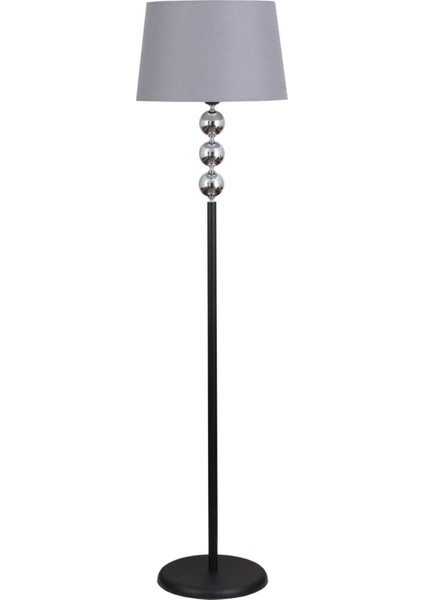 Silva Siyah Krom Metal Lambader Gri Konik Şapka Modern , Yatak Odası, Salon Lambader