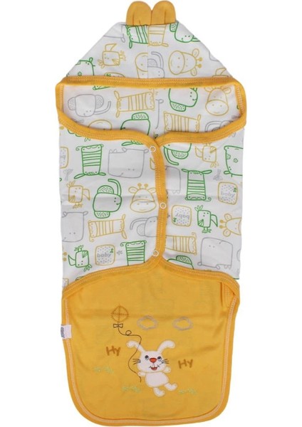 Unisex Sarı Renkli Hayvan Desenli Kundak Battaniye