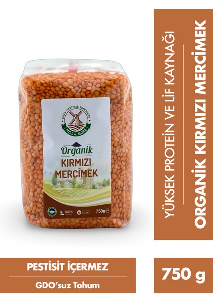 Organik Kırmızı Mercimek 750 gr